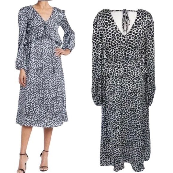 One One Six New With Tags Black Animal Cheetah Print Silky Feel Material Dress - Picture 2 of 9